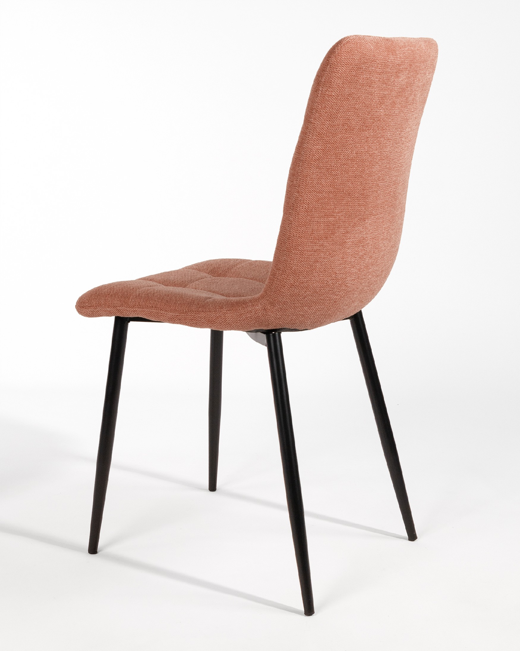 Lisbon chair with salmon upholstery and black metal legs