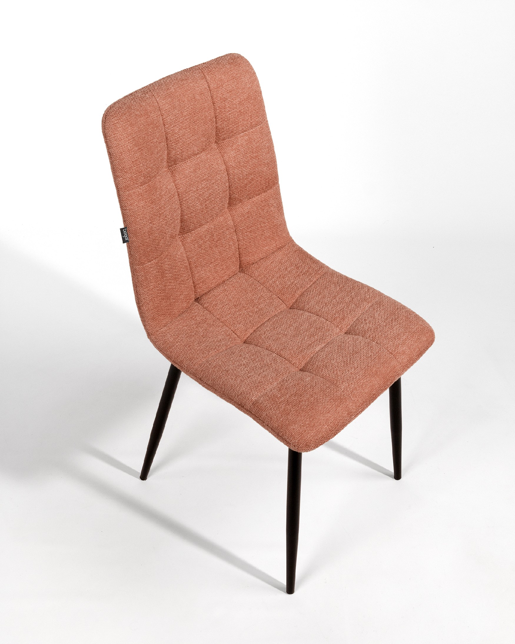 Lisbon chair with salmon upholstery and black metal legs