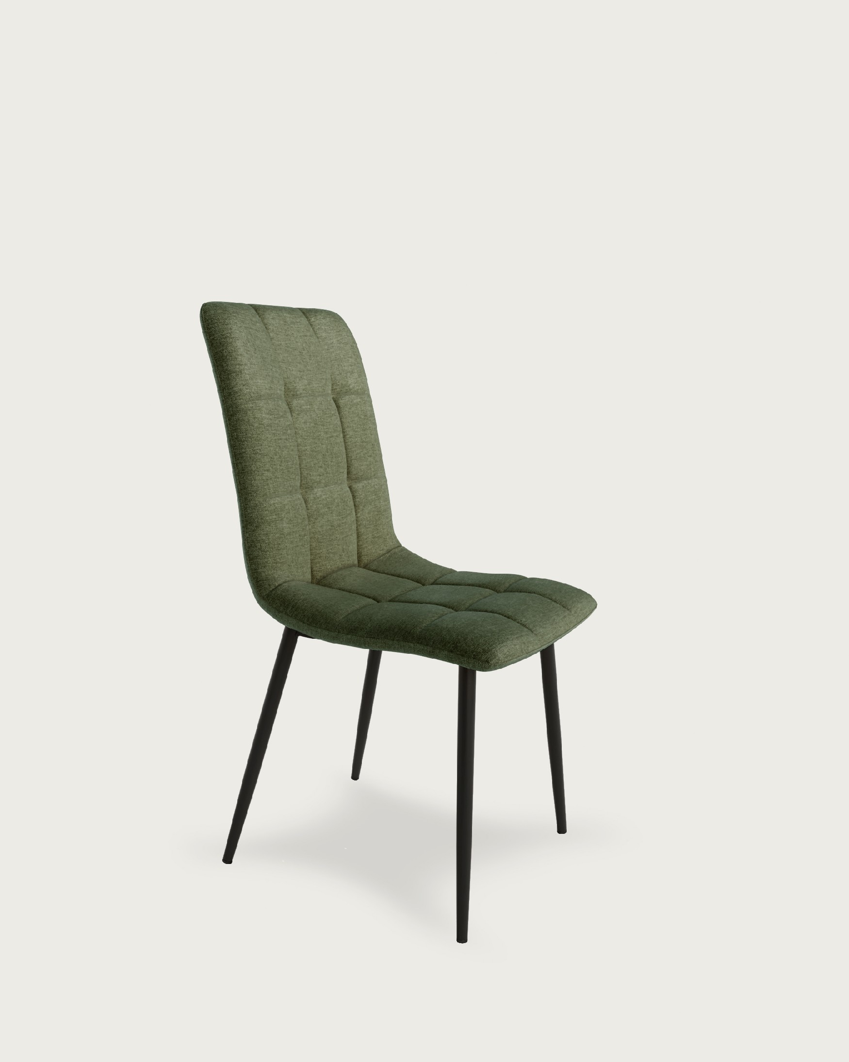 Lisbon chair with green upholstery and black metal legs