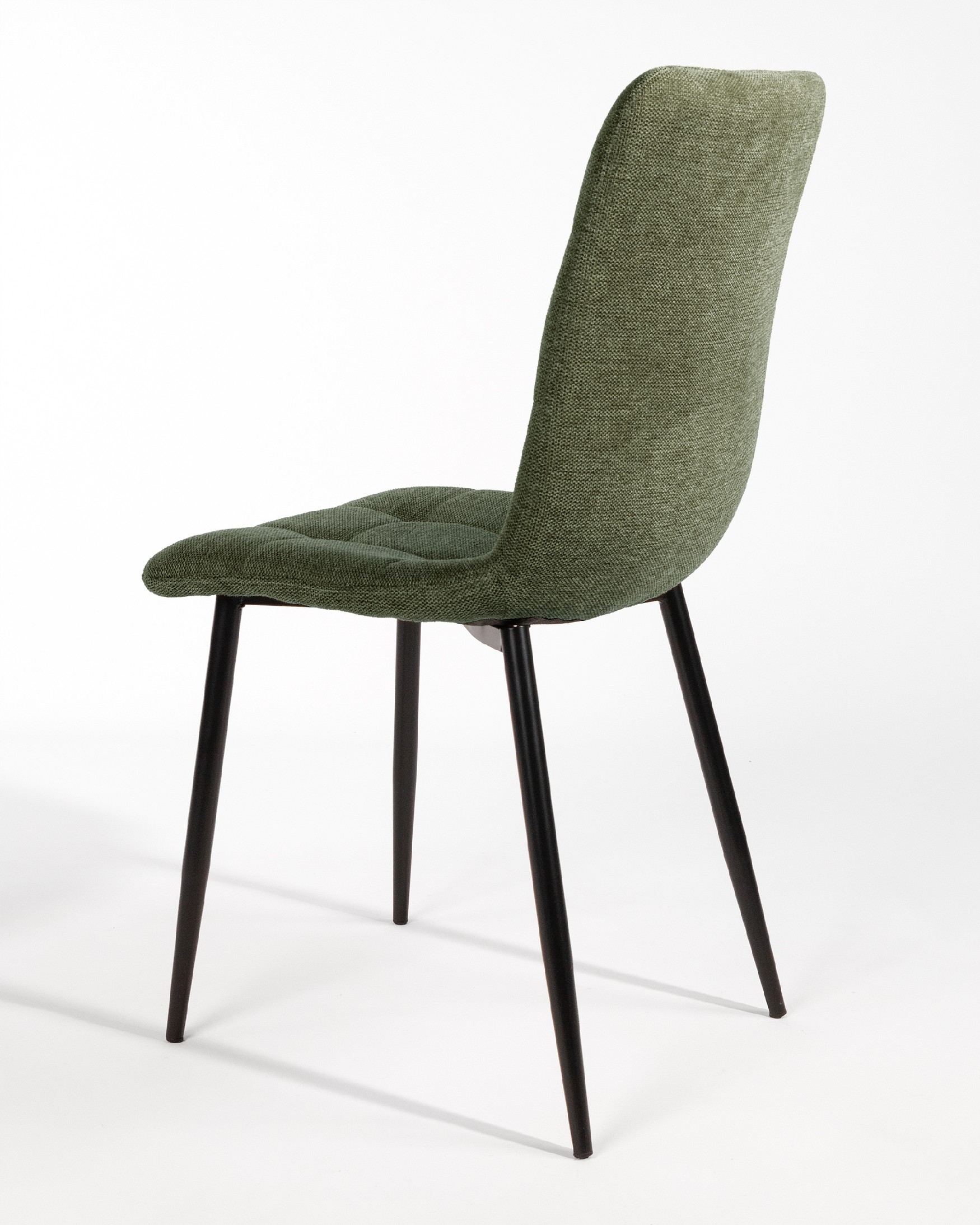 Lisbon chair with green upholstery and black metal legs