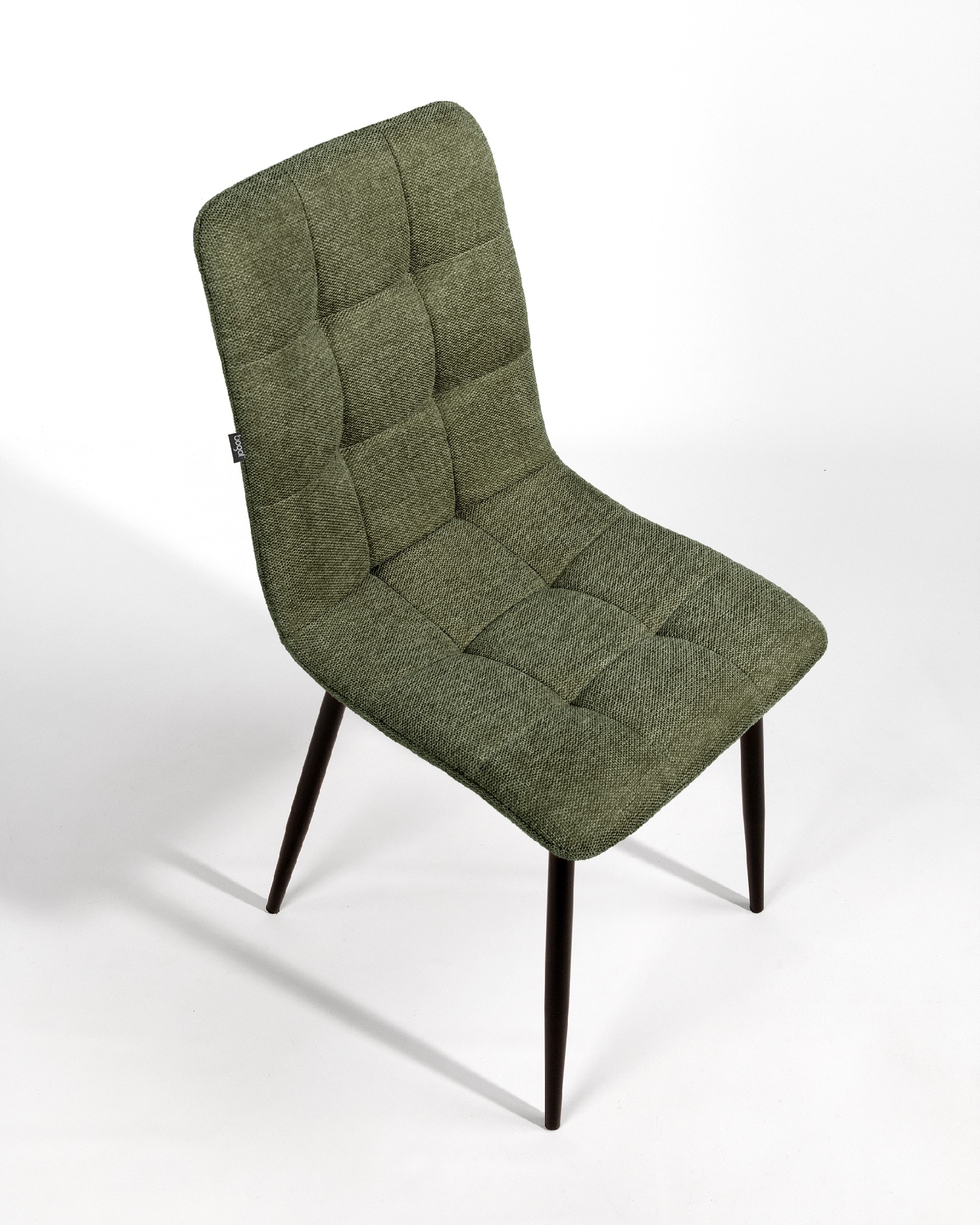 Lisbon chair with green upholstery and black metal legs