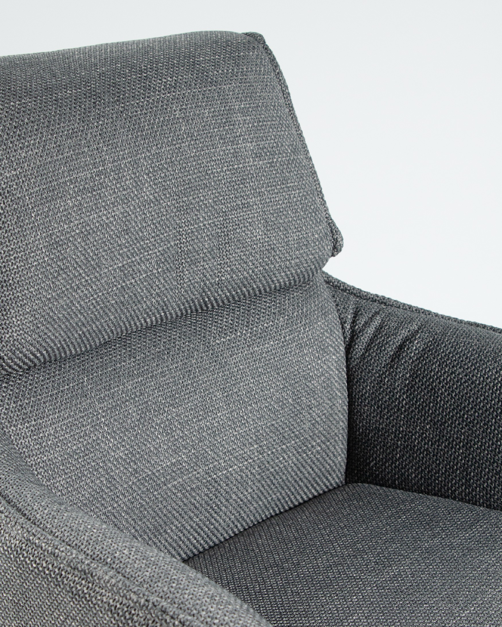 Liverpool chair with gray upholstery and wooden legs