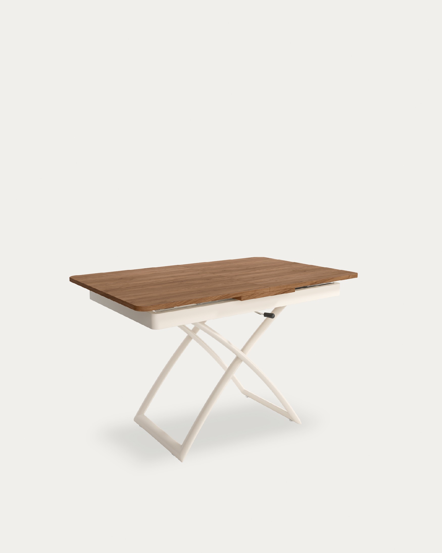 Llanes liftable convertible table with java melamine finish and ivory metal structure 120/150 x 75 cm