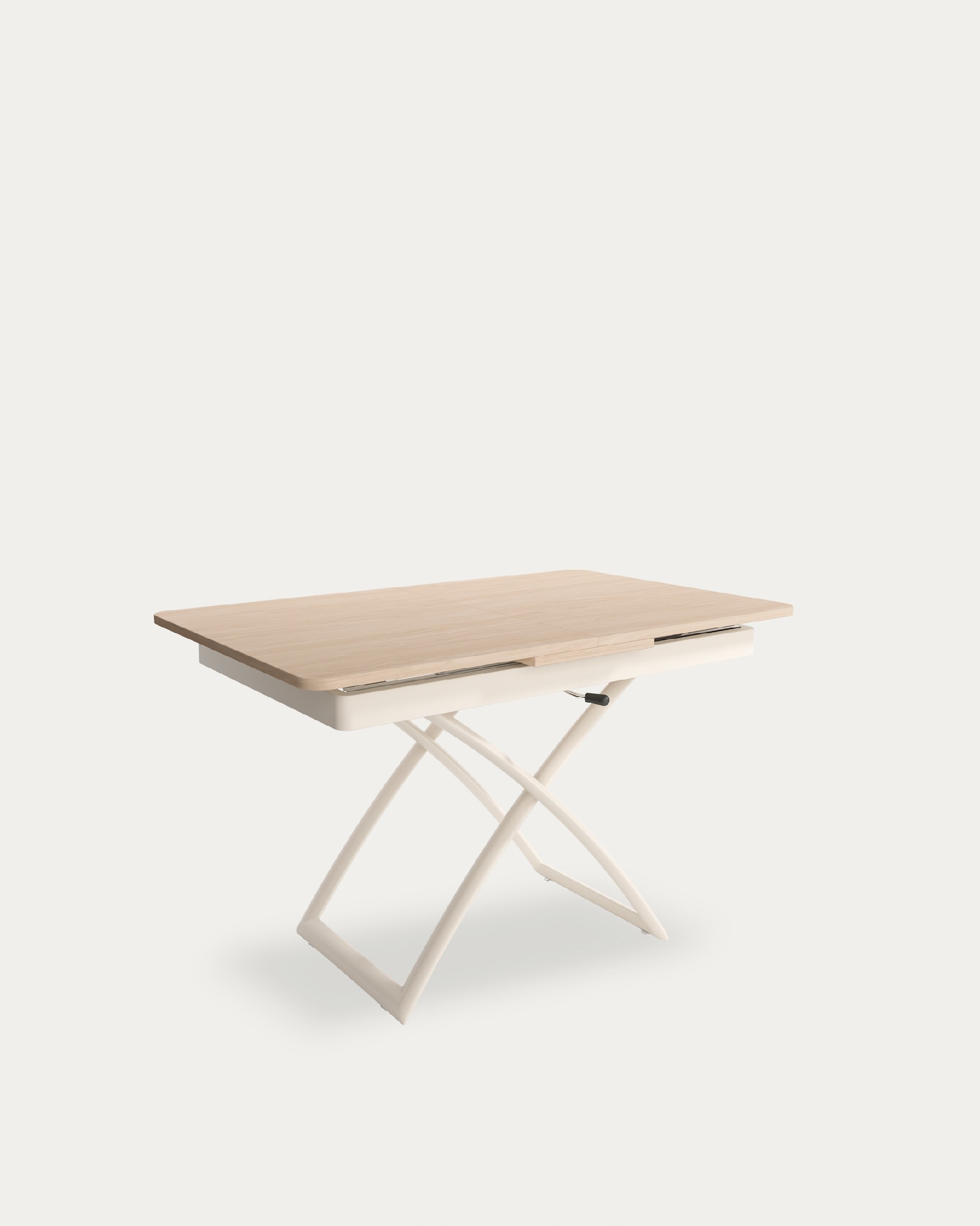Table Llanes liftable convertible with alpin melamine finish and ivory metal structure 120/150 x 75 cm