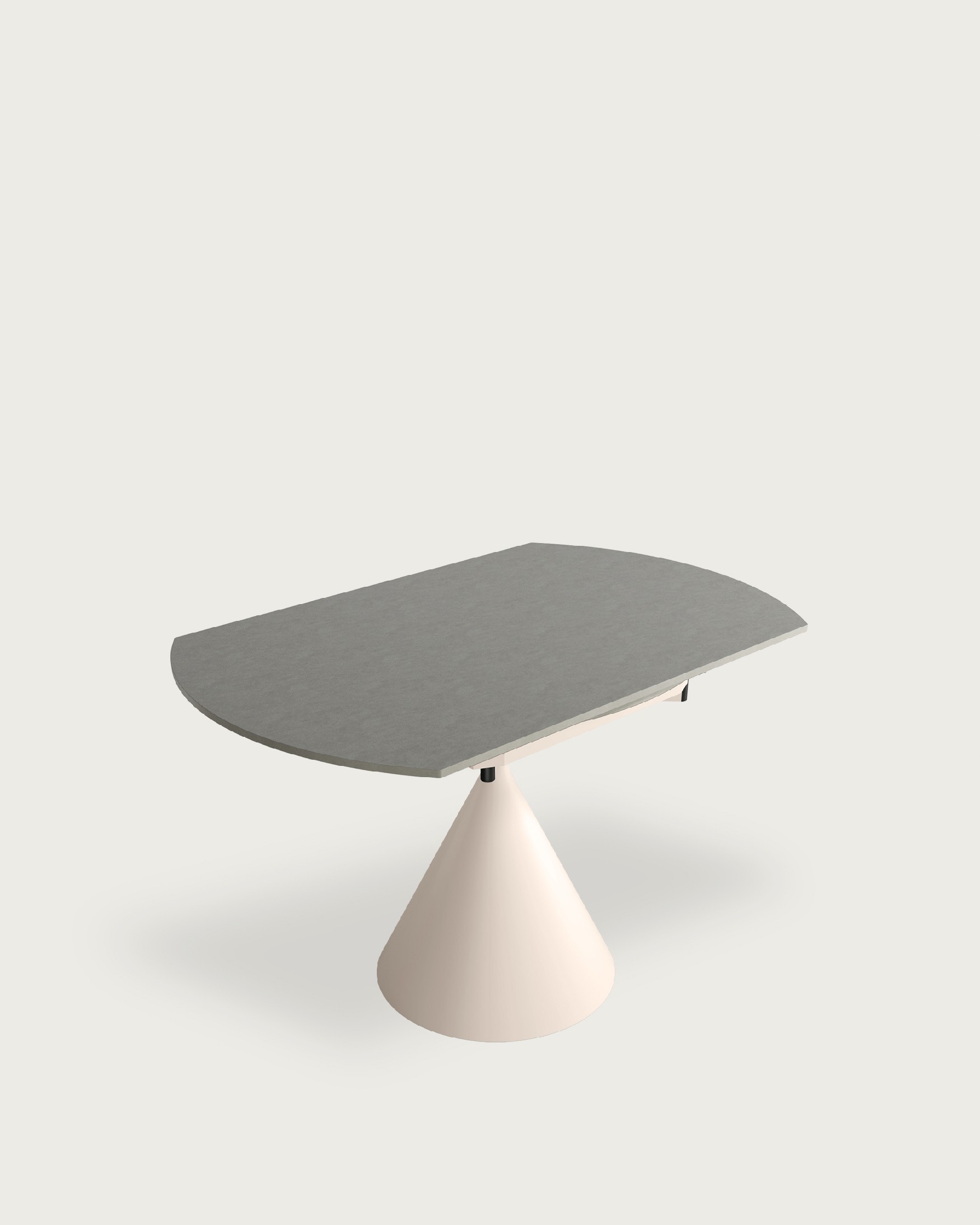 Round extendable rotating Loira table with porcelain finish and ivory metal leg 120 x 80 cm / Ø 120 cm