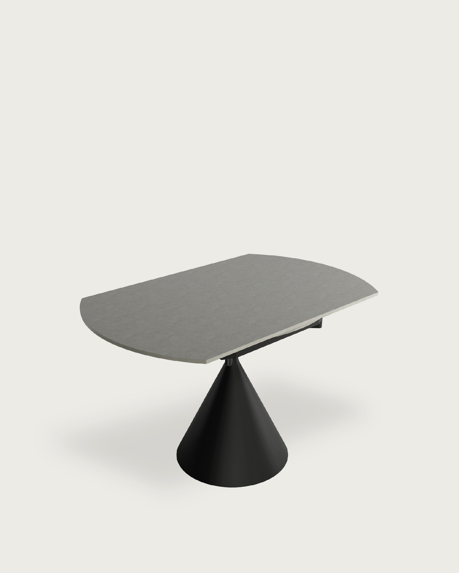 Round extendable rotating Loira table with porcelain finish and black metal leg 120 x 80 cm / Ø 120 cm