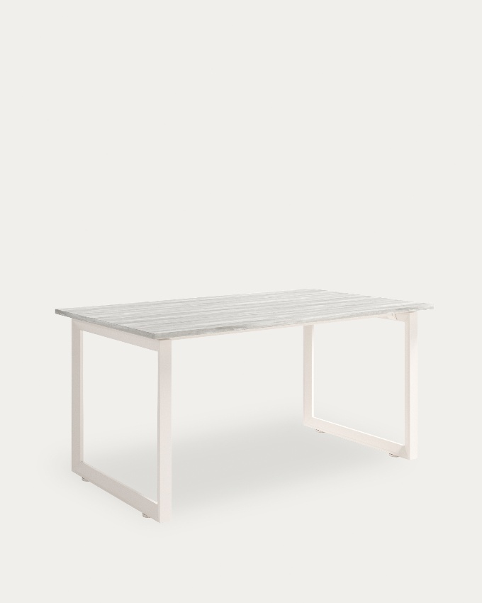 Table Loop with straight corners artic melamine finish and ivory metal structure 140 x 90 cm