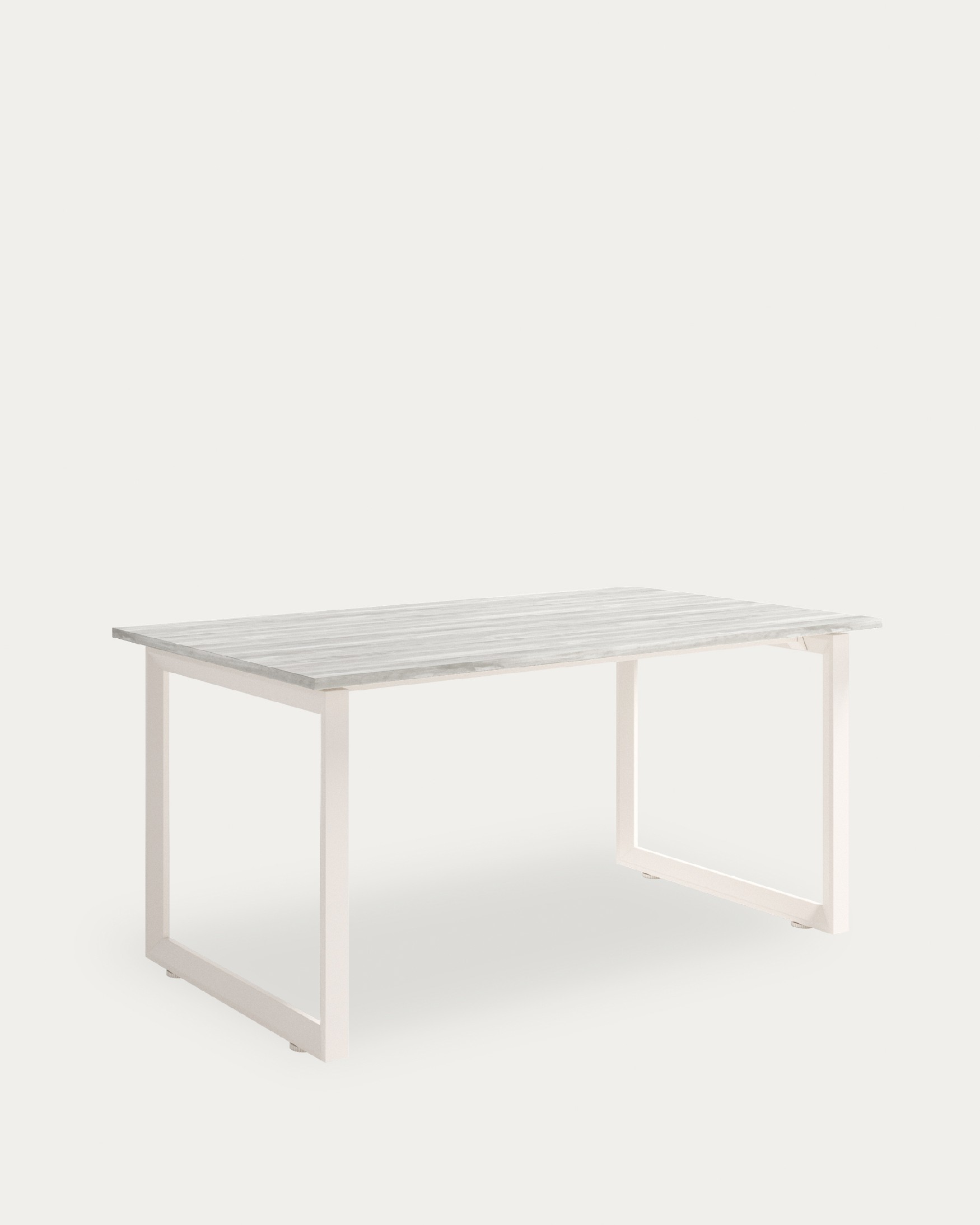 Table Loop with straight corners artic melamine finish and ivory metal structure 140 x 90 cm