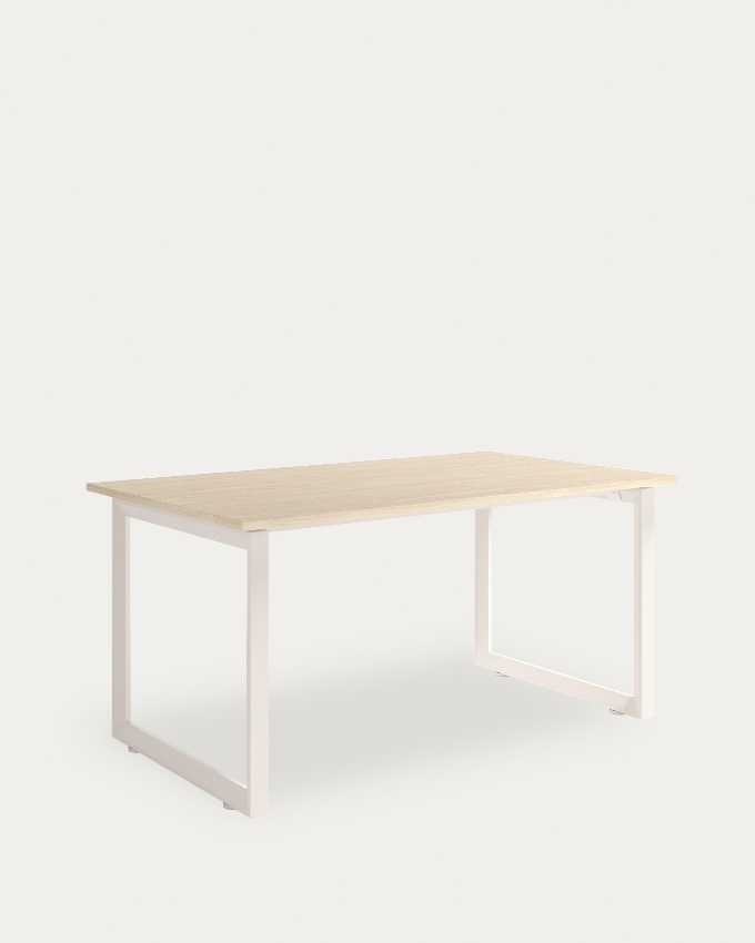 Loop Table with straight corners alpin melamine finish and ivory metal structure 160 x 90 cm