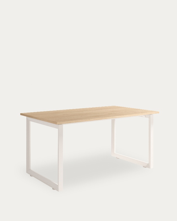 Loop Table with straight corners melamine collet oak finish and ivory metal structure 180 x 90 cm