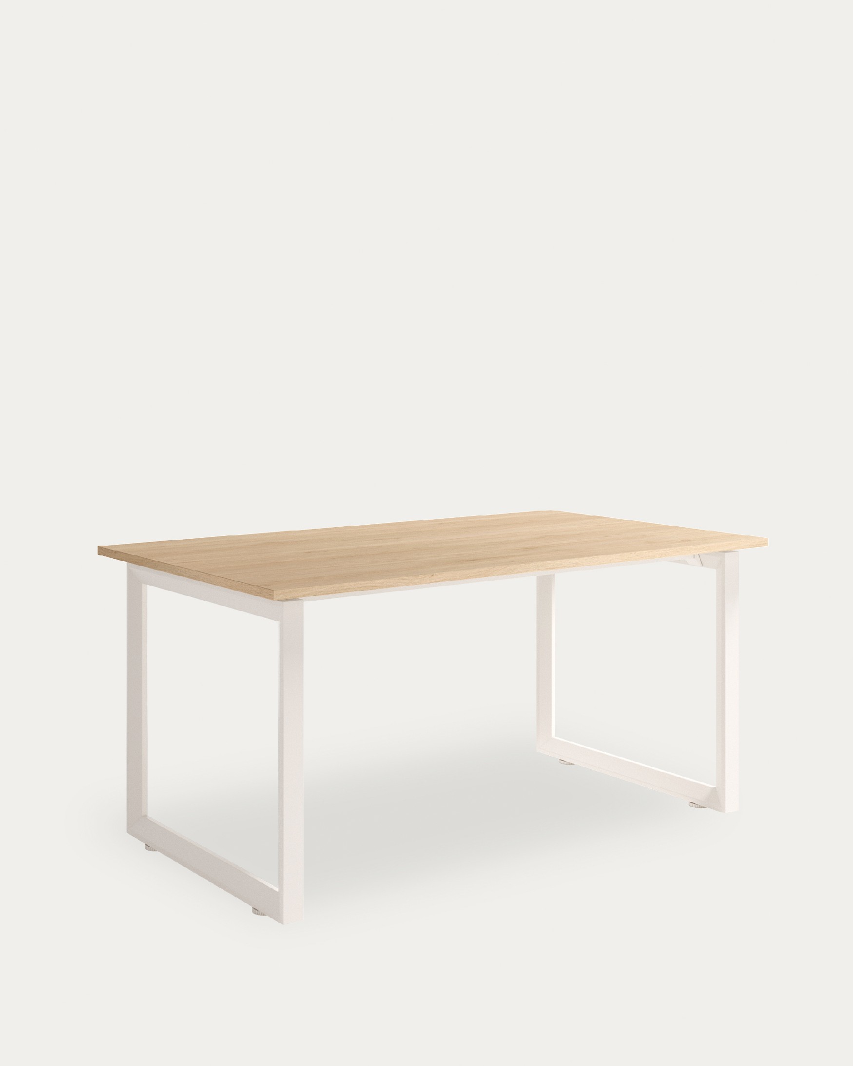 Loop Table with straight corners melamine collet oak finish and ivory metal structure 180 x 90 cm