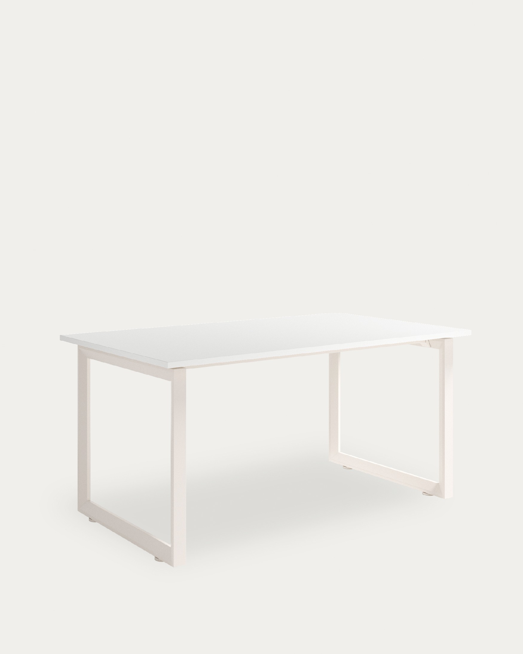 Loop Table with straight corners melamine extra white finish and ivory metal structure 200 x 90 cm