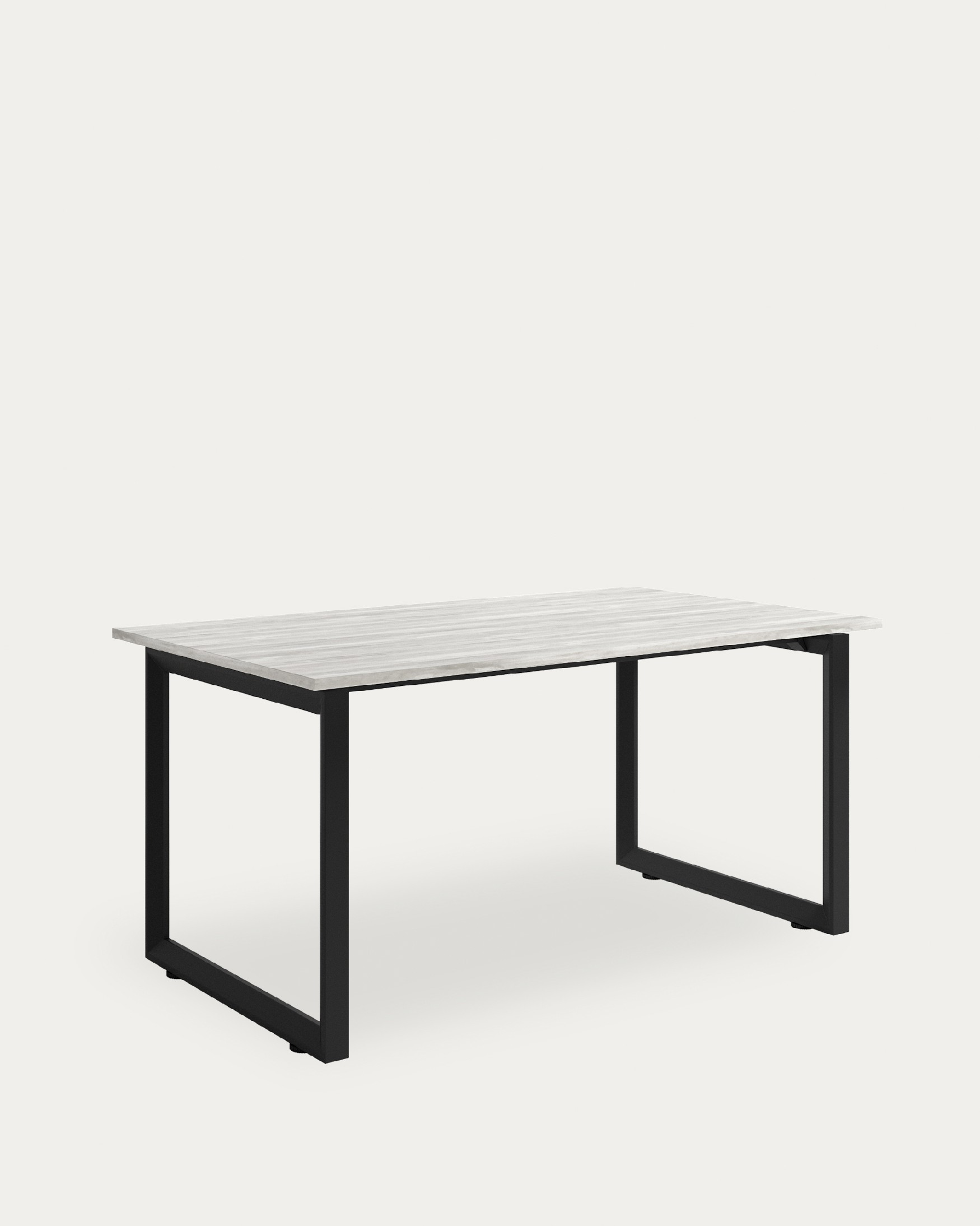 Table Loop avec coins droits finition en mélamine artic et structure métallique noire, mesure soufflet 140-220 x 90 cm