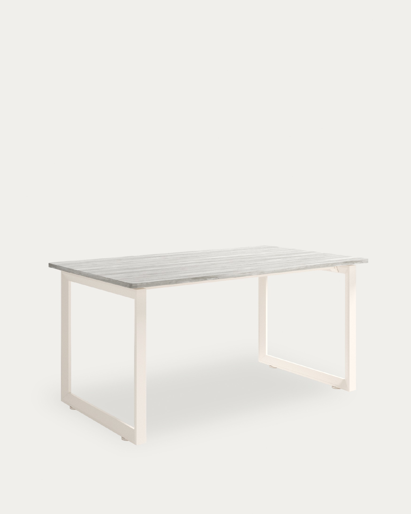 Loop Table with curved corners melamine artic finish and ivory metal structure 200 x 90 cm