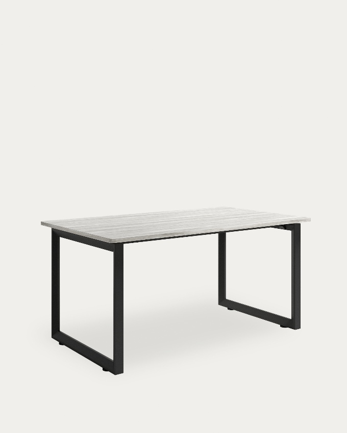 Loop Table with curved corners melamine artic finish and black metal ...