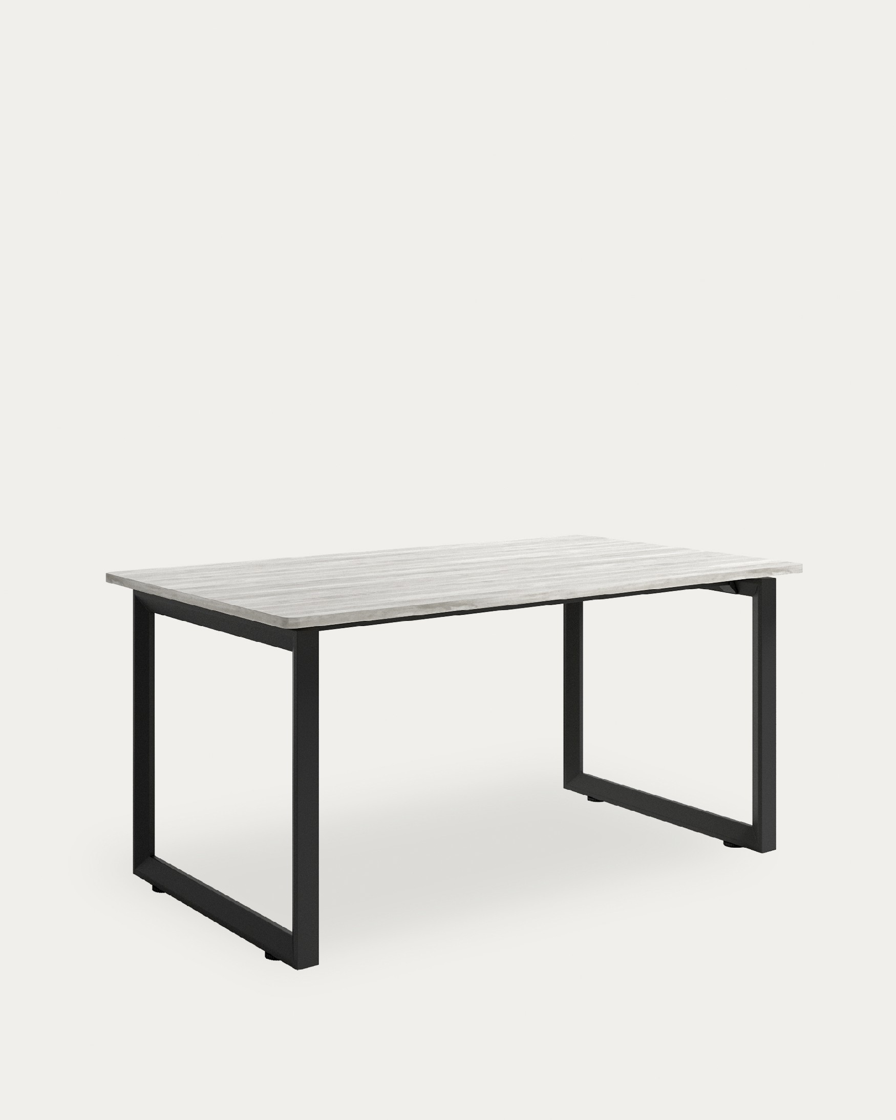 Loop Table with curved corners melamine artic finish and black metal structure 200 x 90 cm