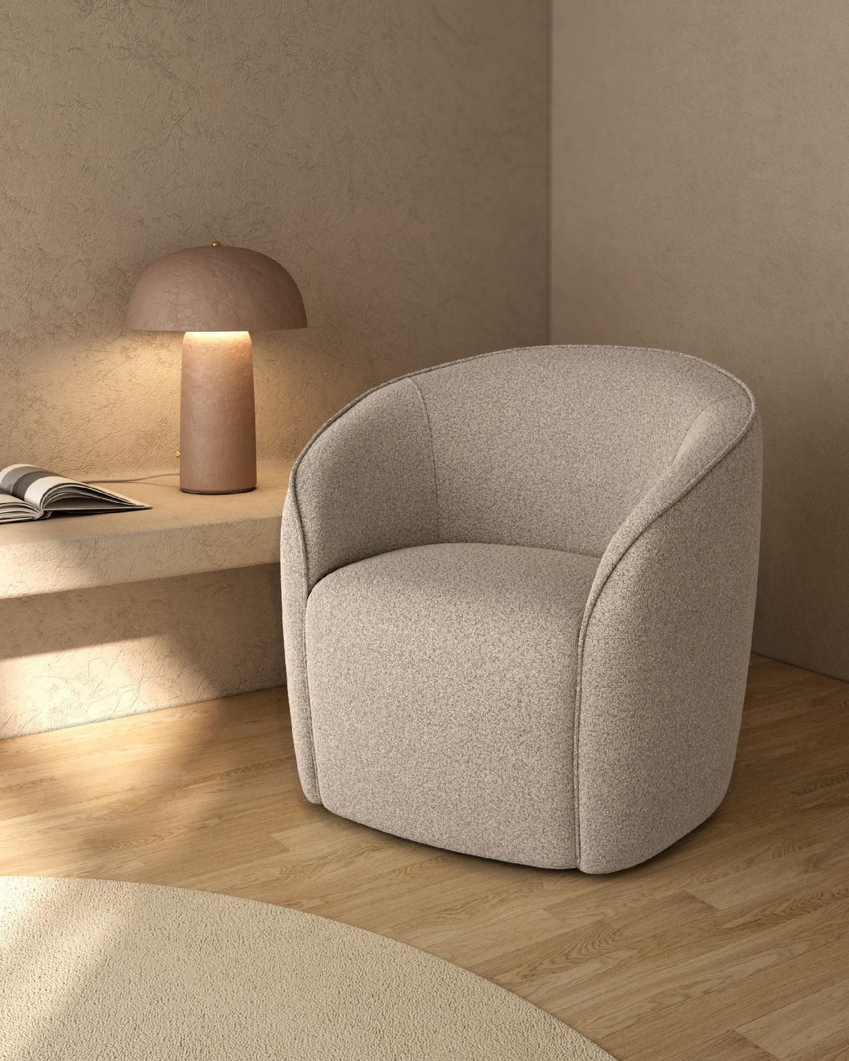 Loto armchair with bone-colored upholstery
