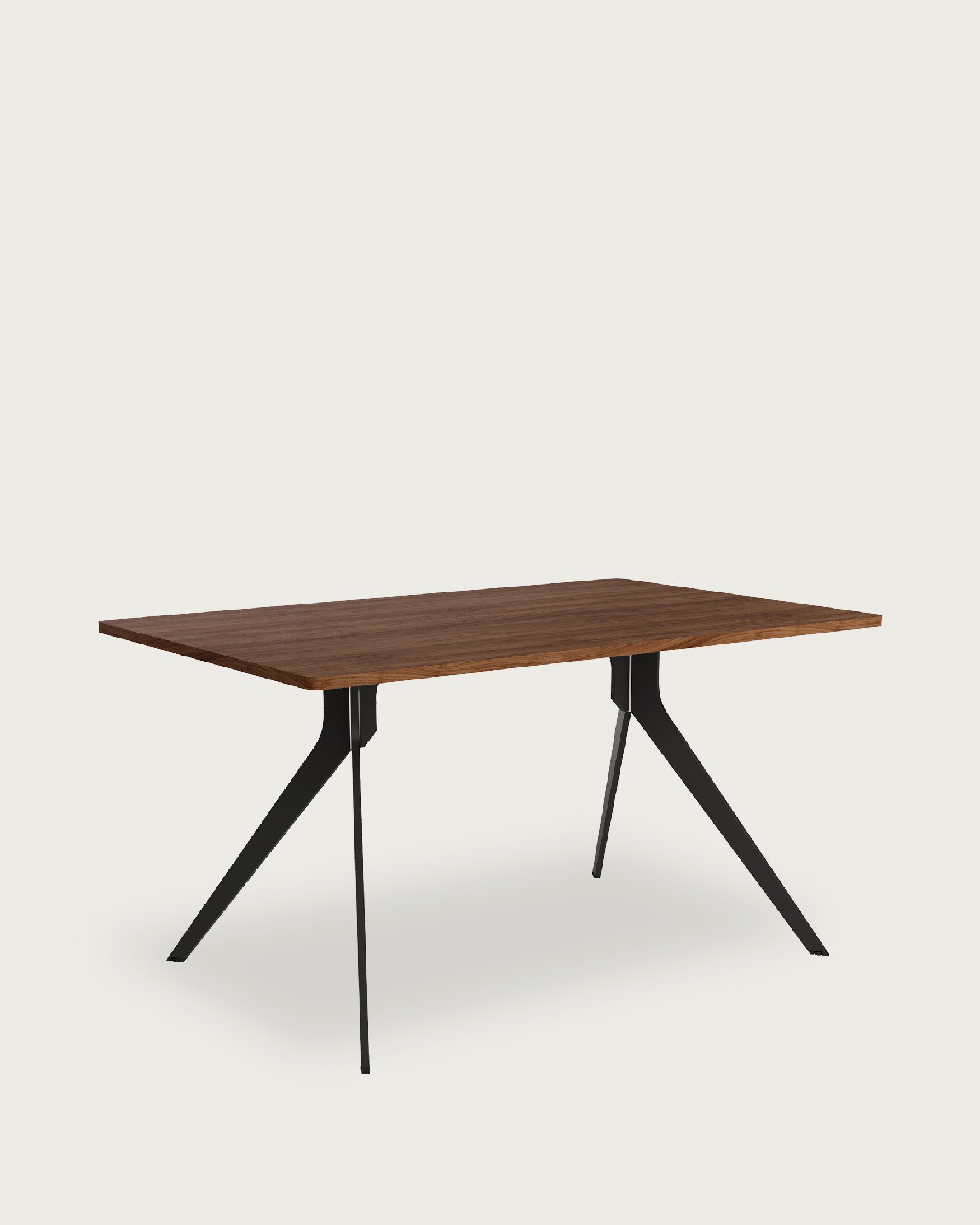 Table Iseo avec bords arrondis en mélamine java et pied en métal noir 160 x 90 cm