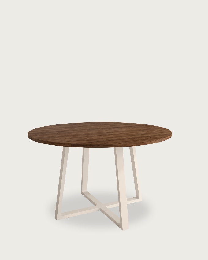 Lugano round table with java melamine top and ivory metal leg Ø 100 cm