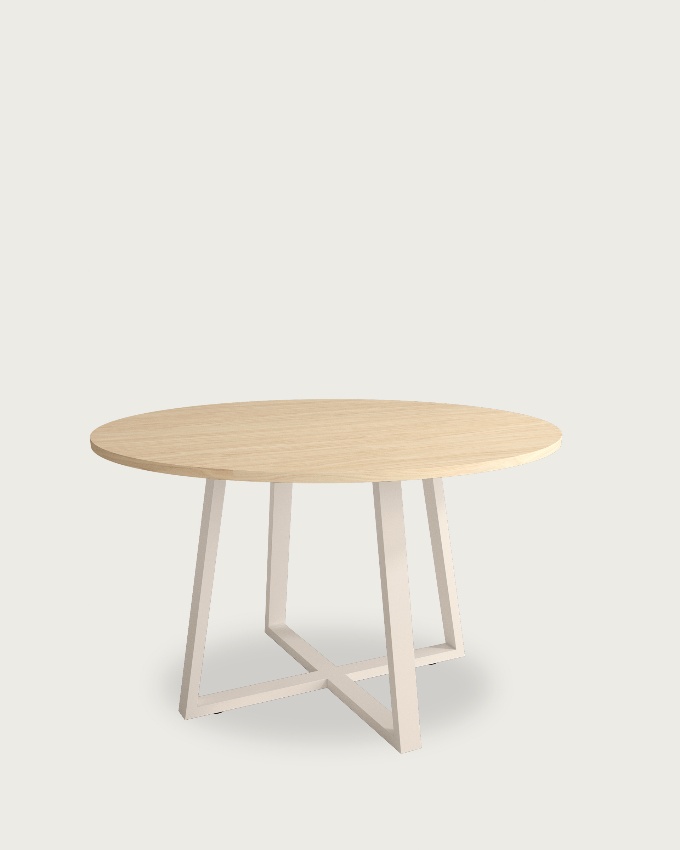 Lugano round table with alpine melamine top and ivory metal leg Ø 100 cm