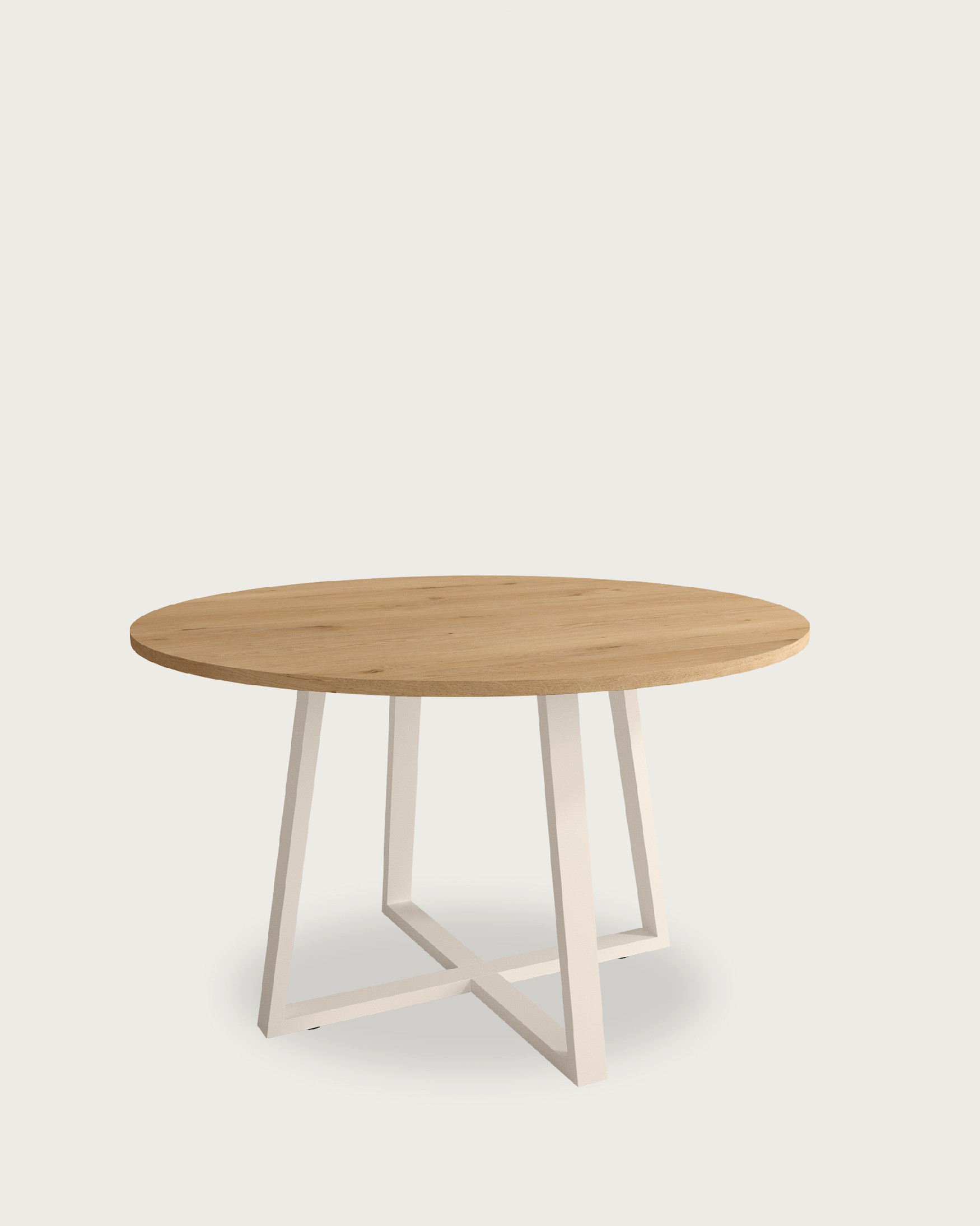Lugano round table with oak melamine top and ivory metal leg Ø 120 cm