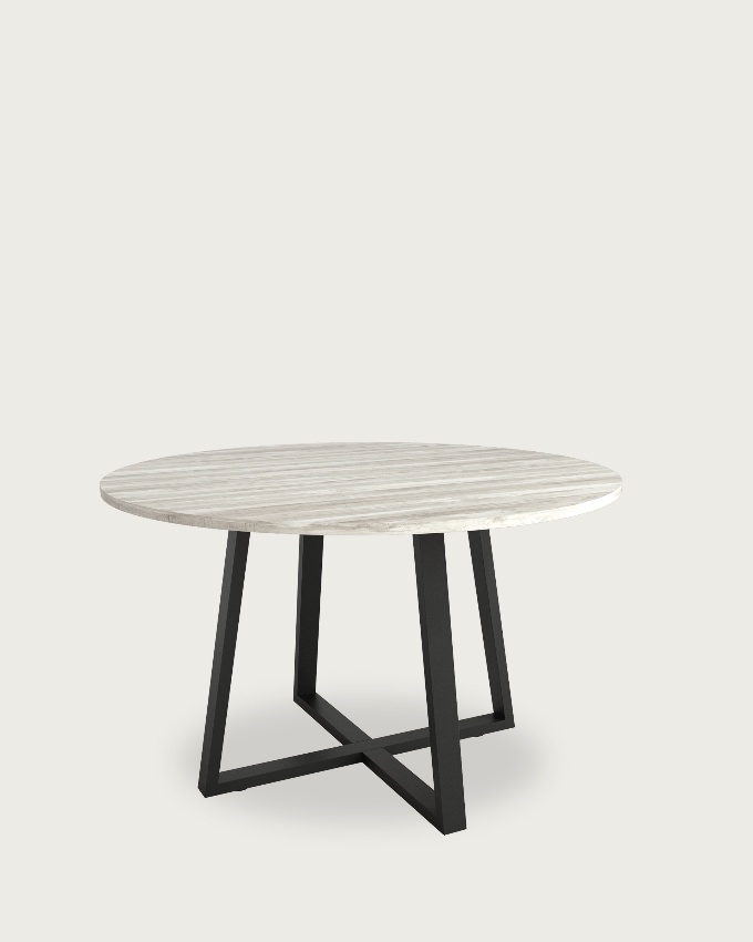Lugano round table with artic melamine top and black metal leg Ø 100 cm
