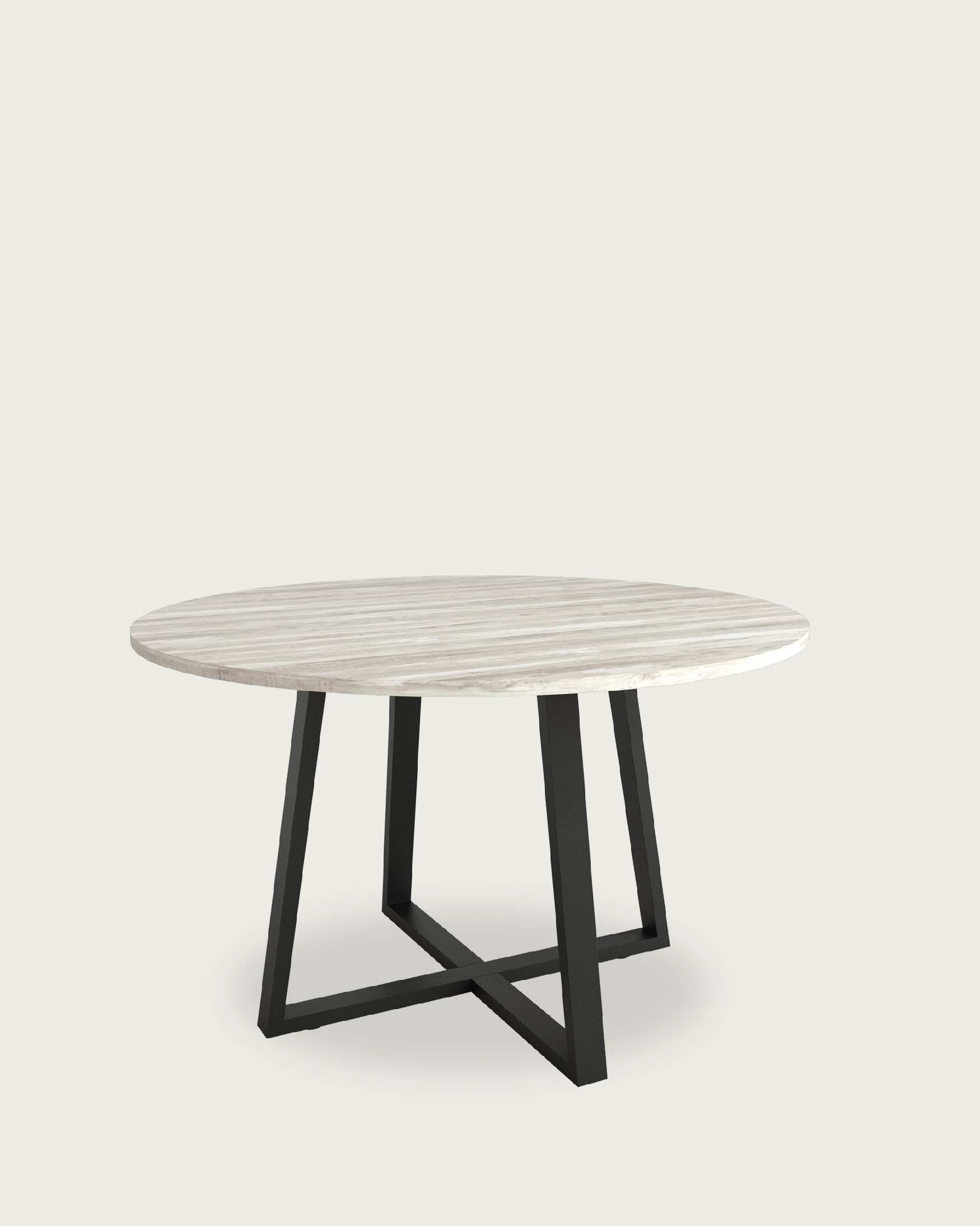 Lugano round table with artic melamine top and black metal leg Ø 100 cm