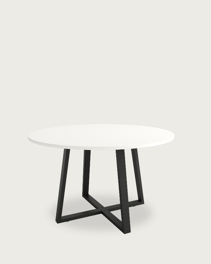 Lugano round table with extra white melamine top and black metal leg Ø 100 cm