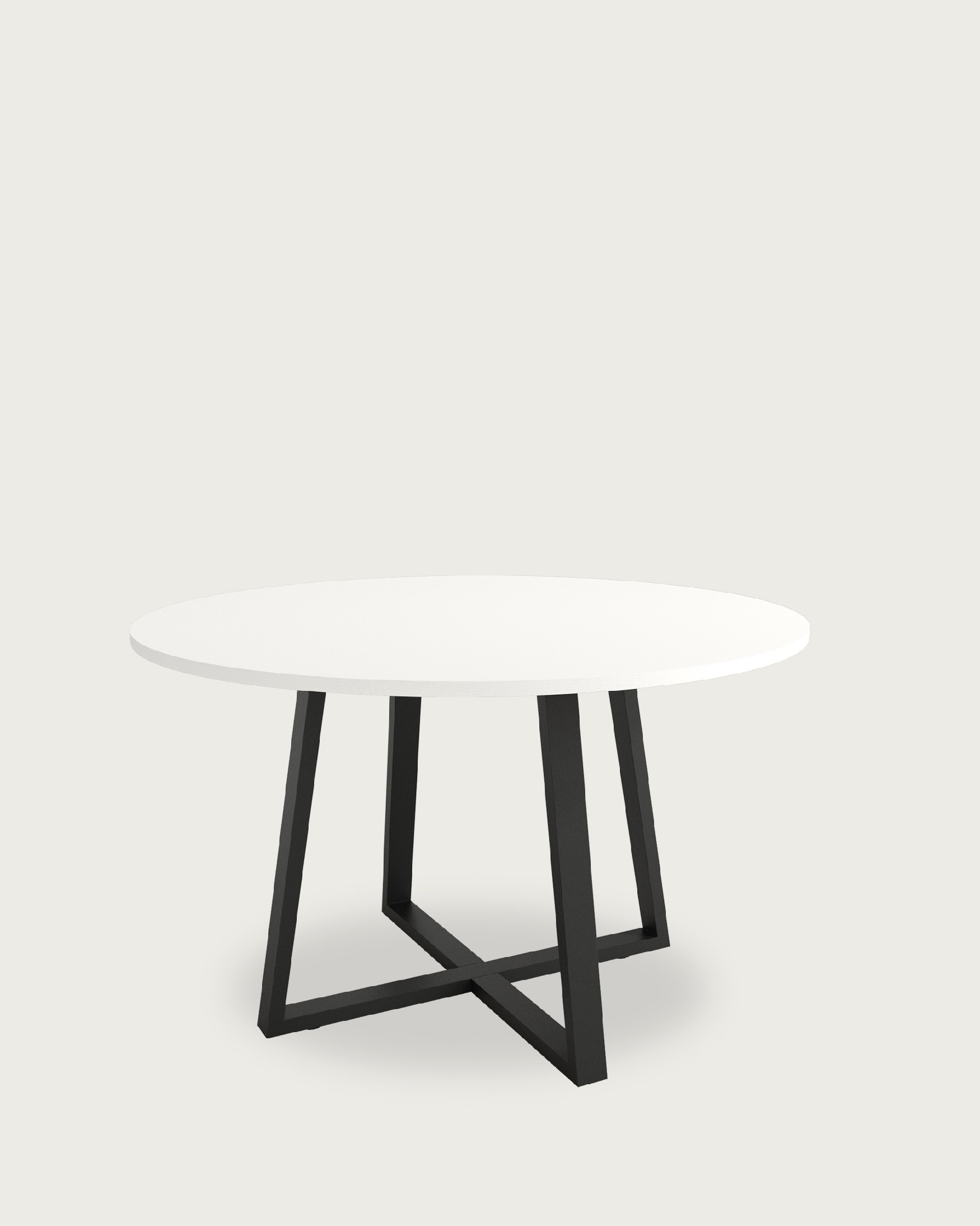 Mesa Lugano redonda con sobre de melamina blanco extra y pata metálica negra Ø 120 cm