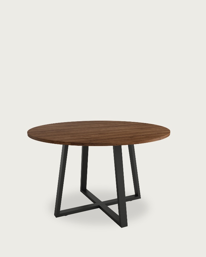 Lugano round table with java melamine top and black metal leg Ø 100 cm
