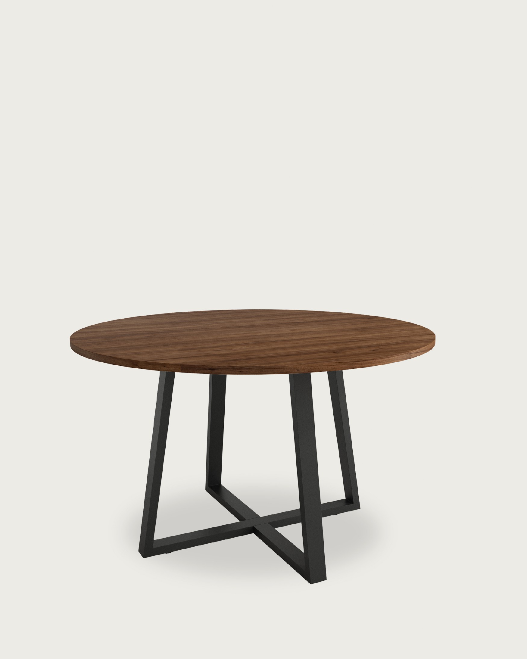 Table ronde Lugano avec plateau en mélamine java et pied métallique noir Ø 120 cm