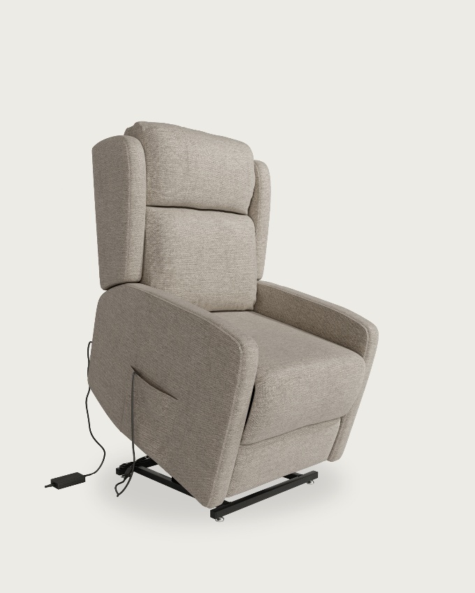 Power lift recliner chair with 2 motors Lupe with wheels and pearl upholstery