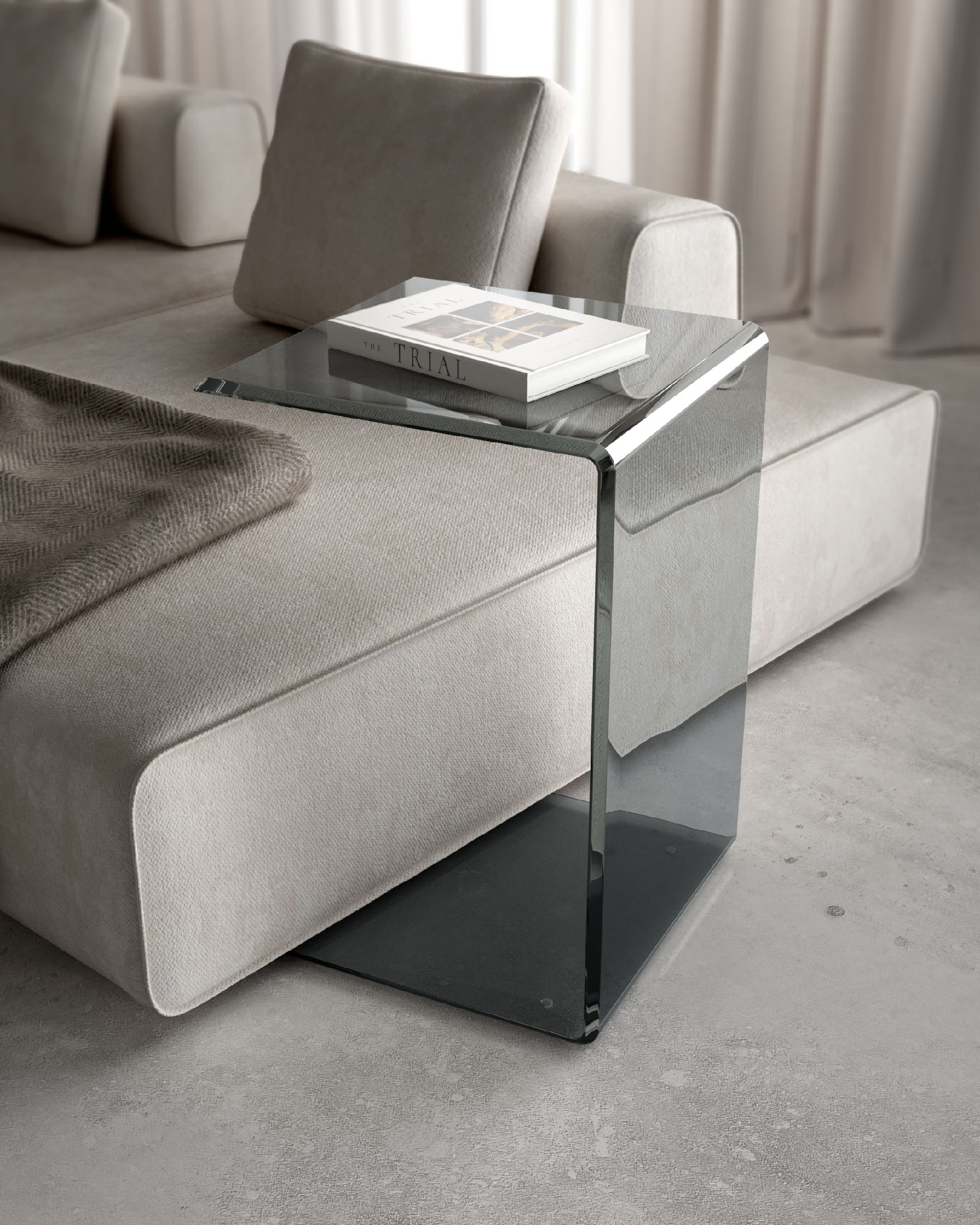 Mac side table with tempered glass in graphite color (12 mm) with ...