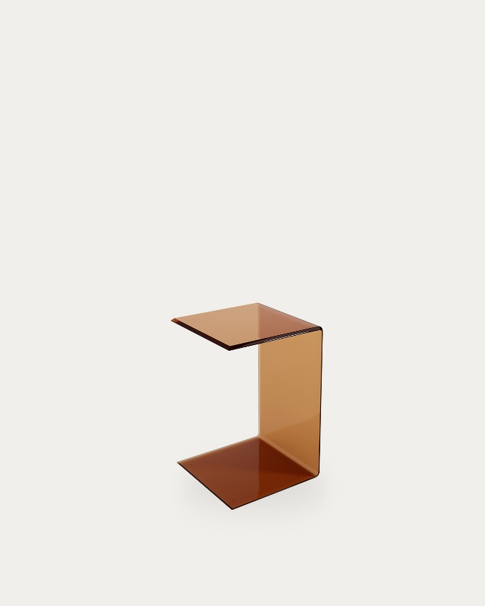 Brown tempered glass Mac side table (12 mm) with beveled edges