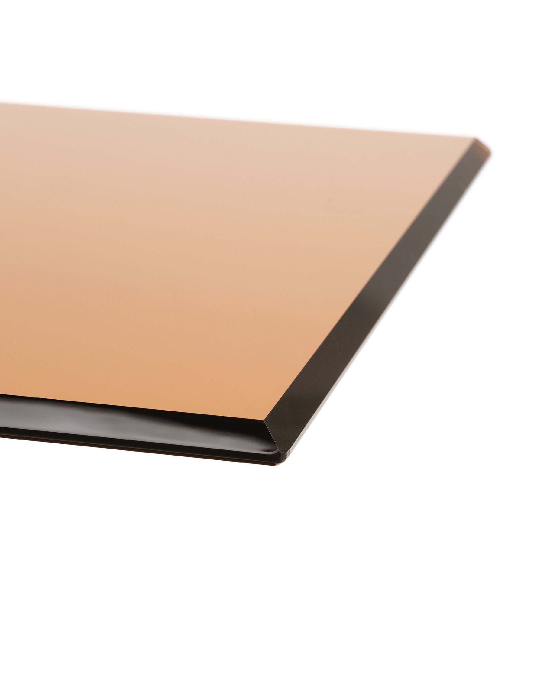 Brown tempered glass Mac side table (12 mm) with beveled edges