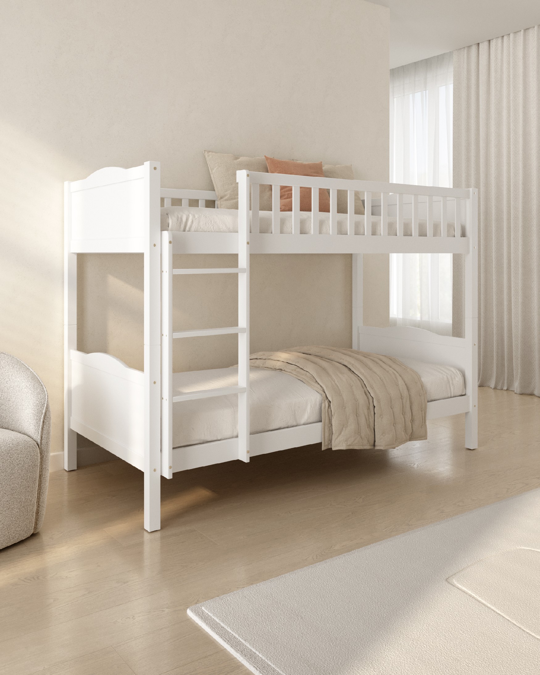 Bunk bed white Madeira, 90 x 190