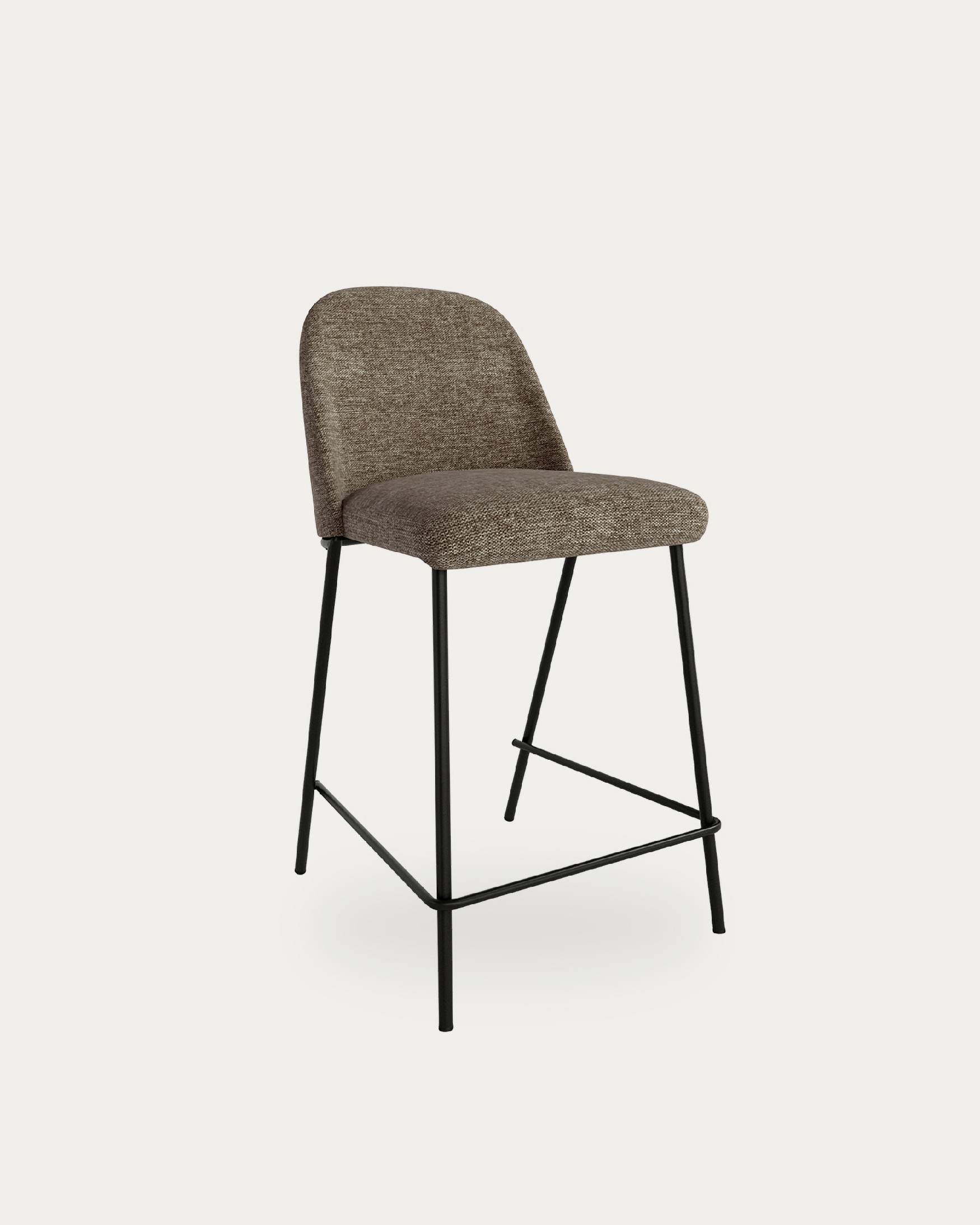 High stool 67 cm Madison with brown upholstery and black metal structure