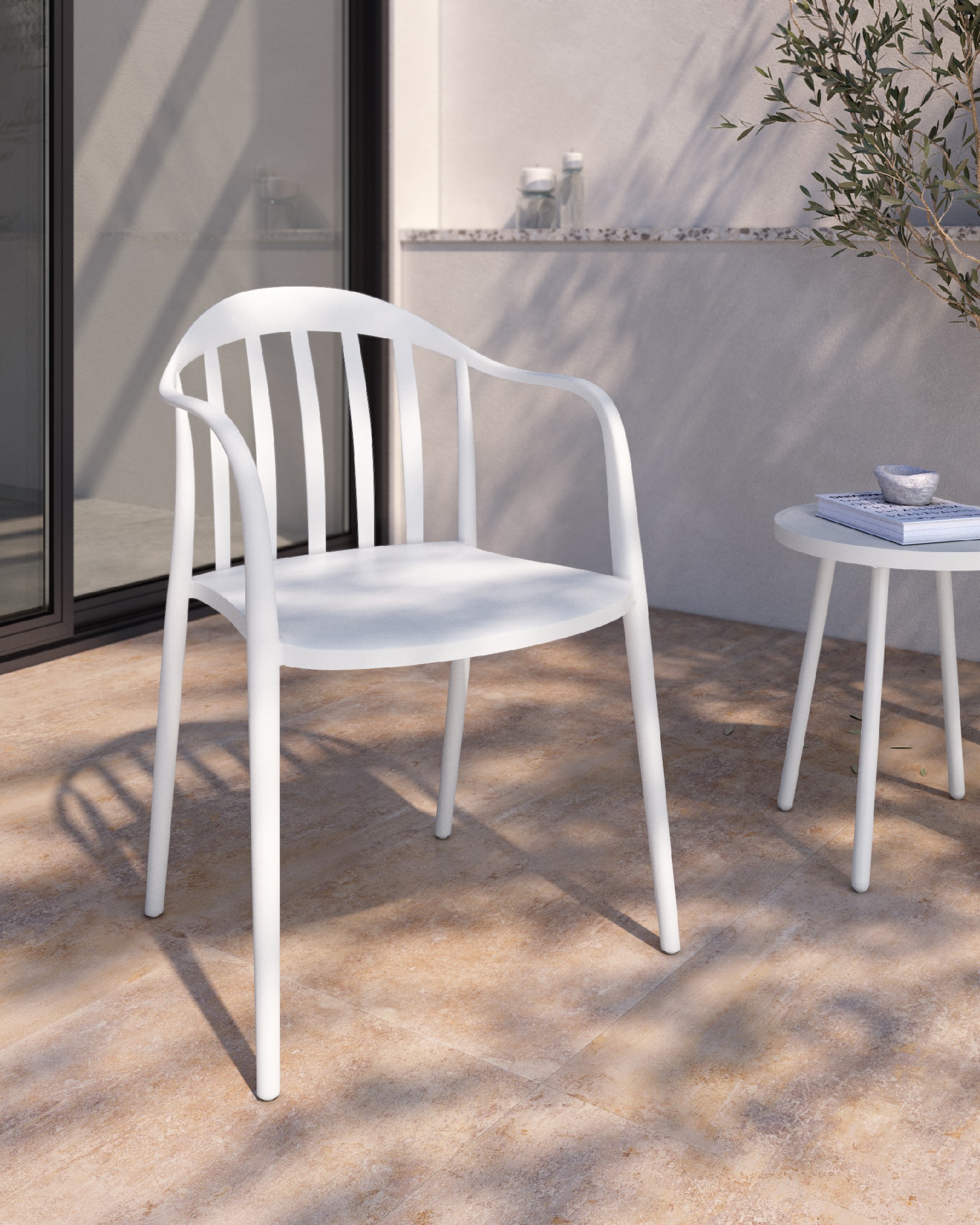 Chaise Malibu en polypropylène blanc