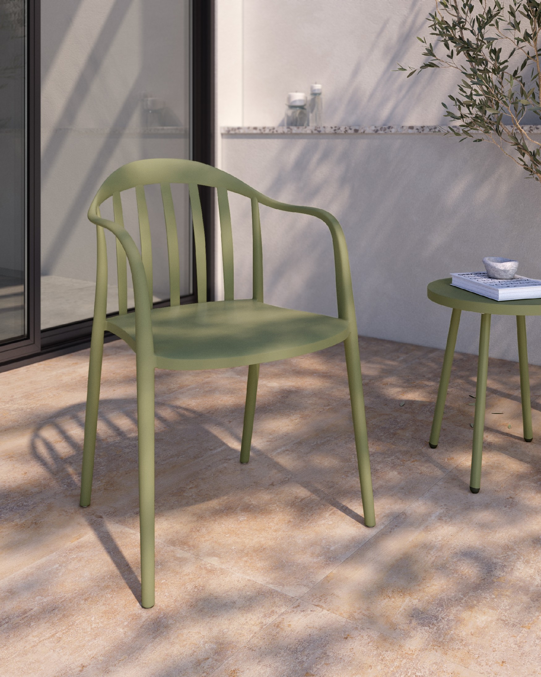 Ensemble de 4 chaises Malibu en polypropylène vert craie