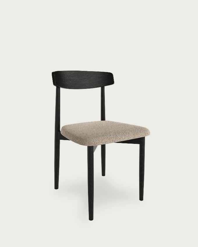 Malmo chair with bone upholstery and black oak frame