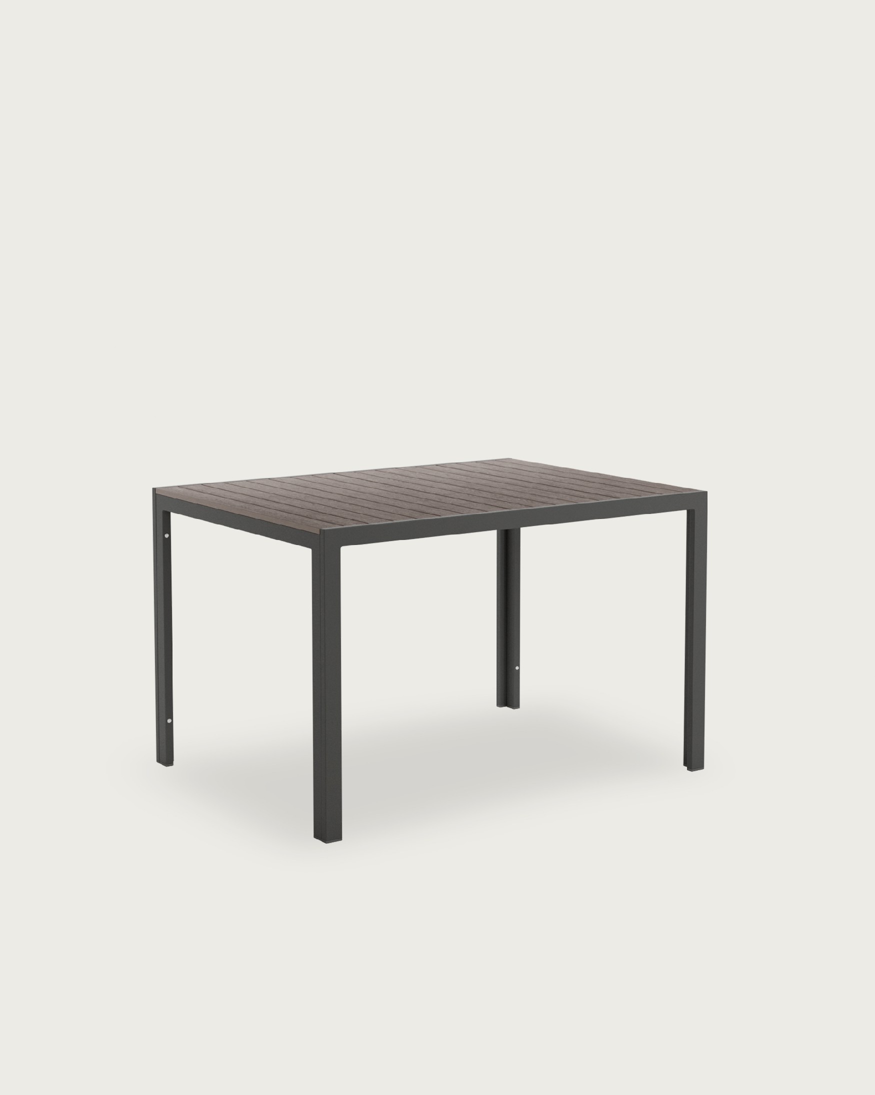 Mesa Marea de exterior con lamas WPC efecto madera y estructura metálica grafito 120 x 90 cm