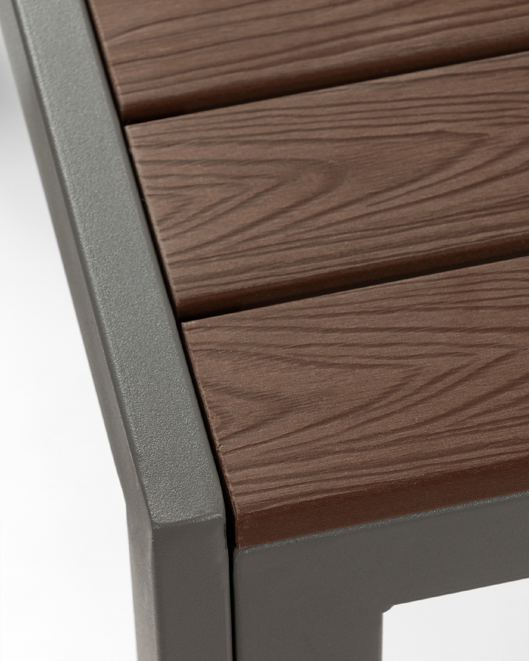 Mesa Marea de exterior con lamas WPC efecto madera y estructura metálica grafito 120 x 90 cm