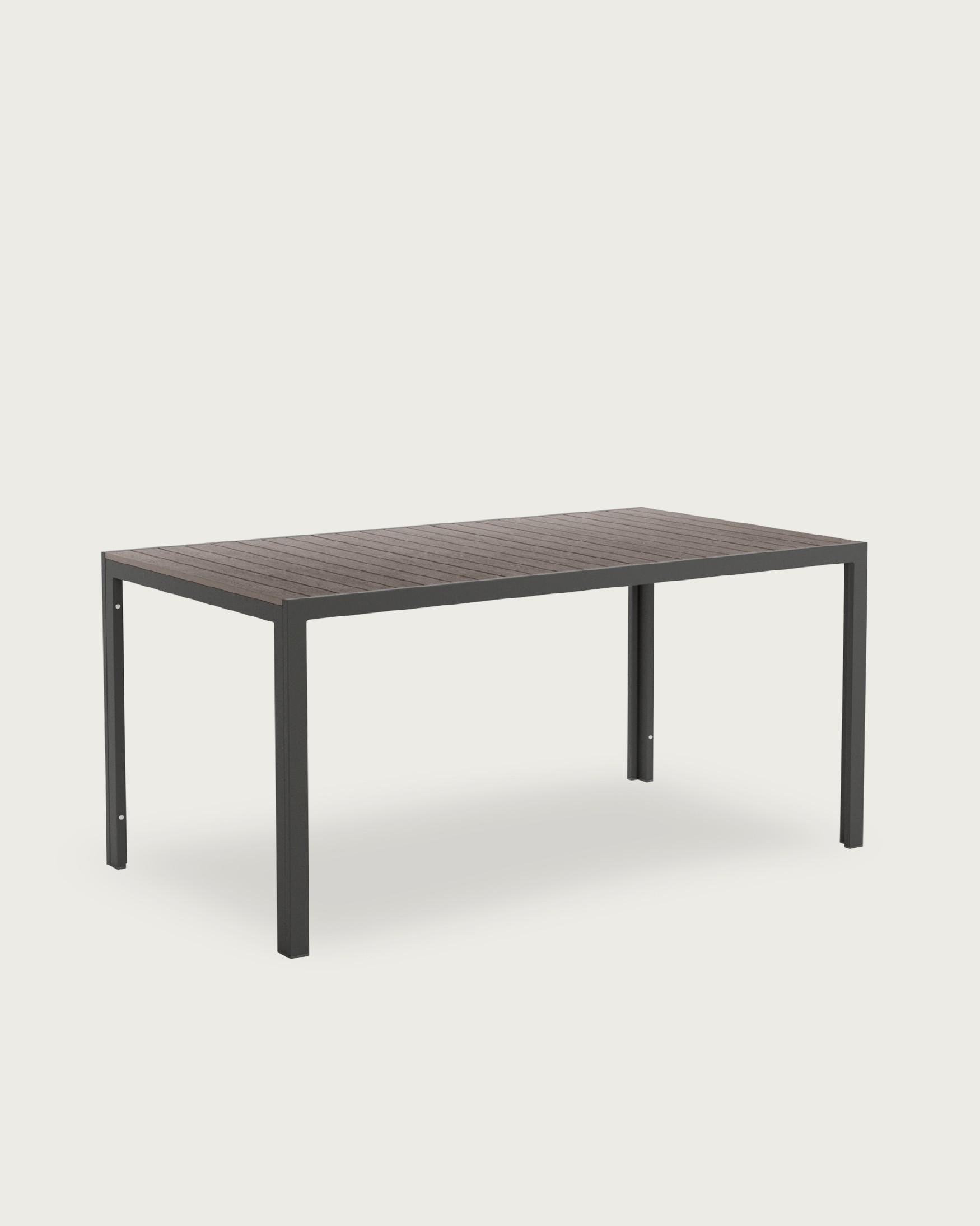 Mesa Marea de exterior con lamas WPC efecto madera y estructura metálica grafito 160 x 90 cm