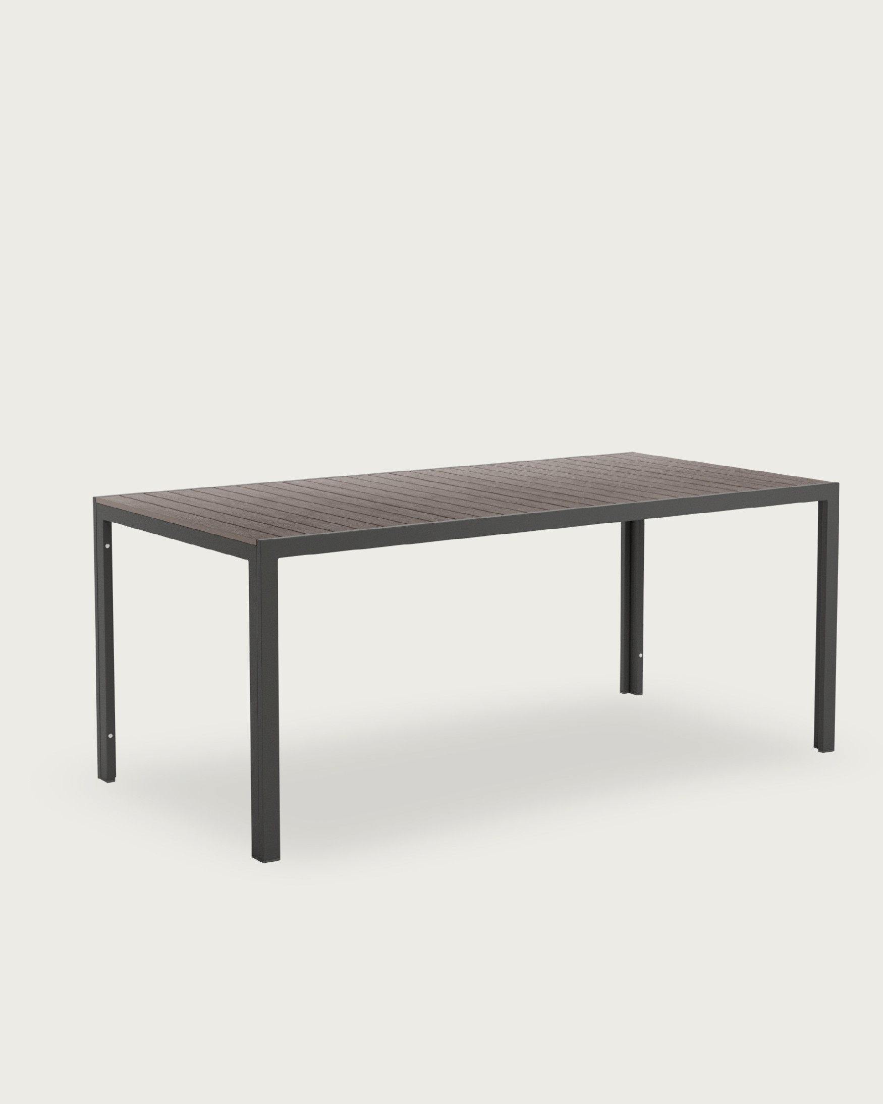 Mesa Marea de exterior con lamas WPC efecto madera y estructura metálica grafito 180 x 90 cm