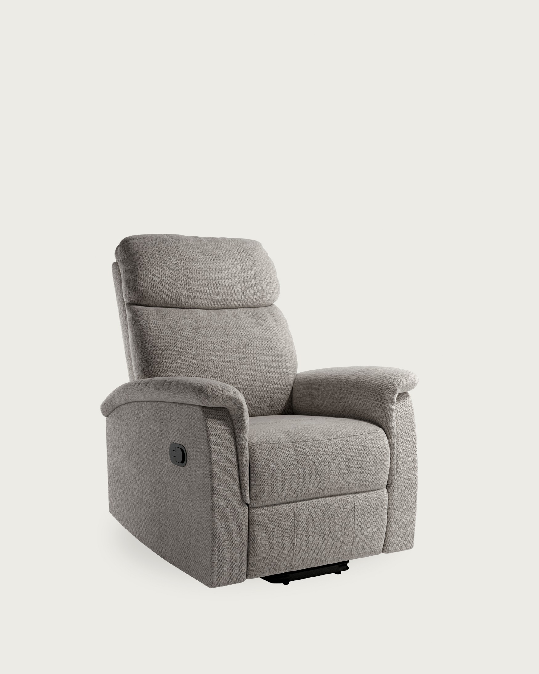 Fauteuil relax manuel Mia avec tapisserie perle et pied en métal noir