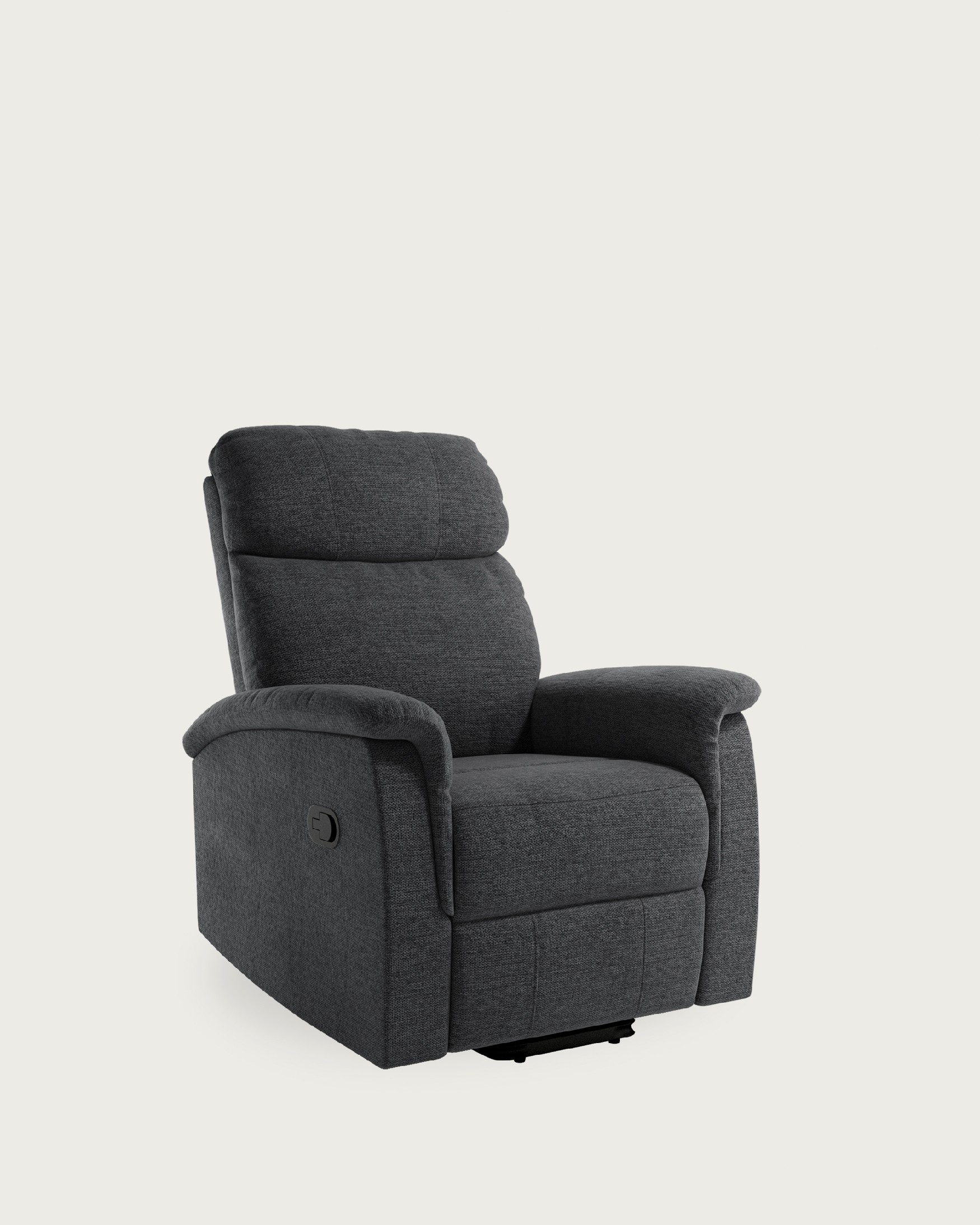 Manual recliner chair Mia with slate upholstery and black metal leg