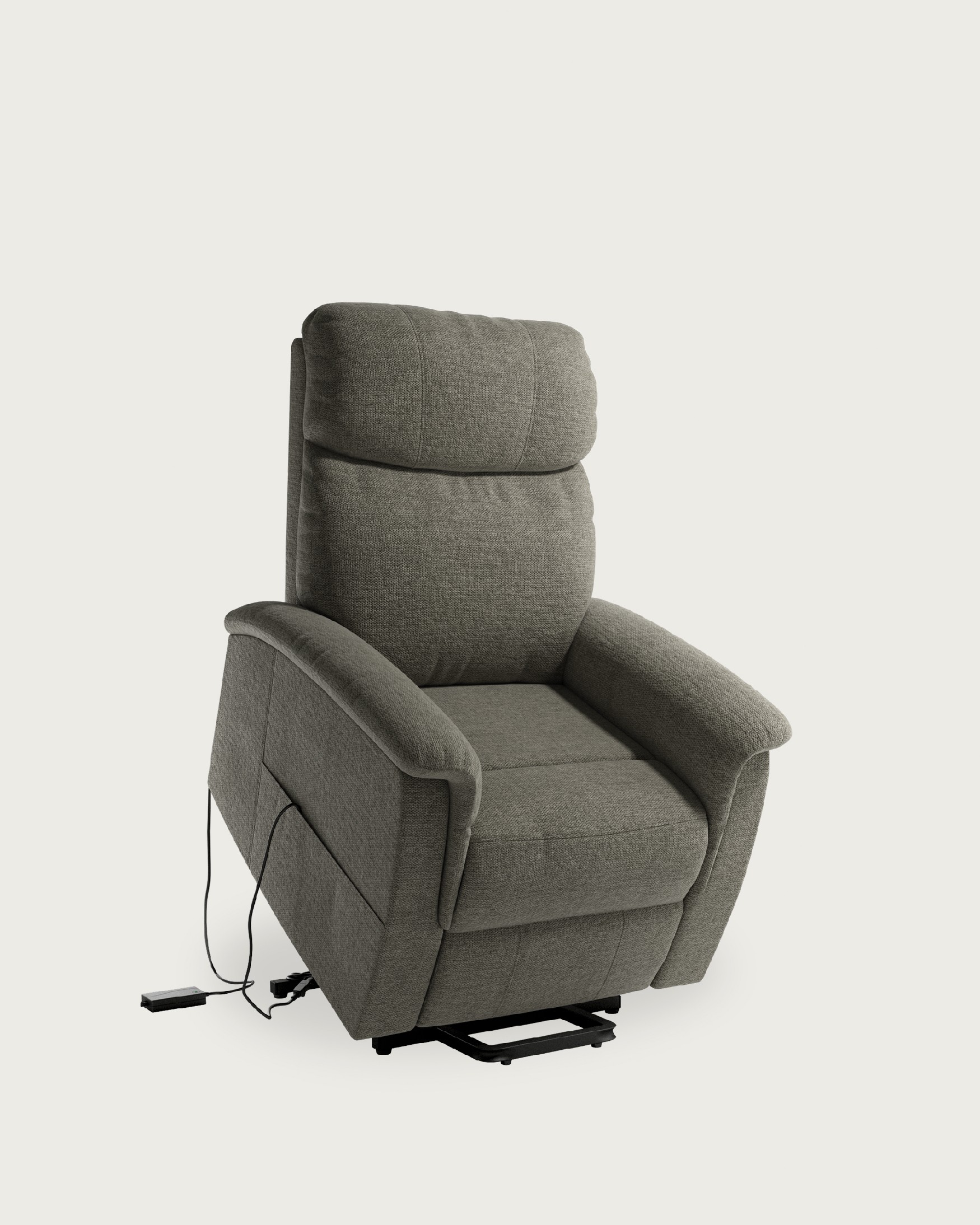 Electric recliner chair power lift Mia with gray upholstery and black metal leg