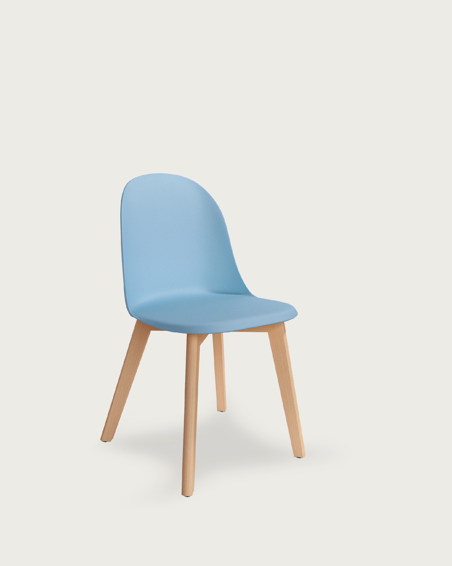 Miami chair with wooden legs and sky upholstery