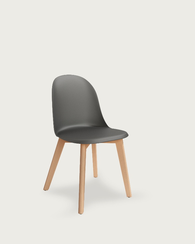 Silla Miami con patas de madera y tapizado grafito