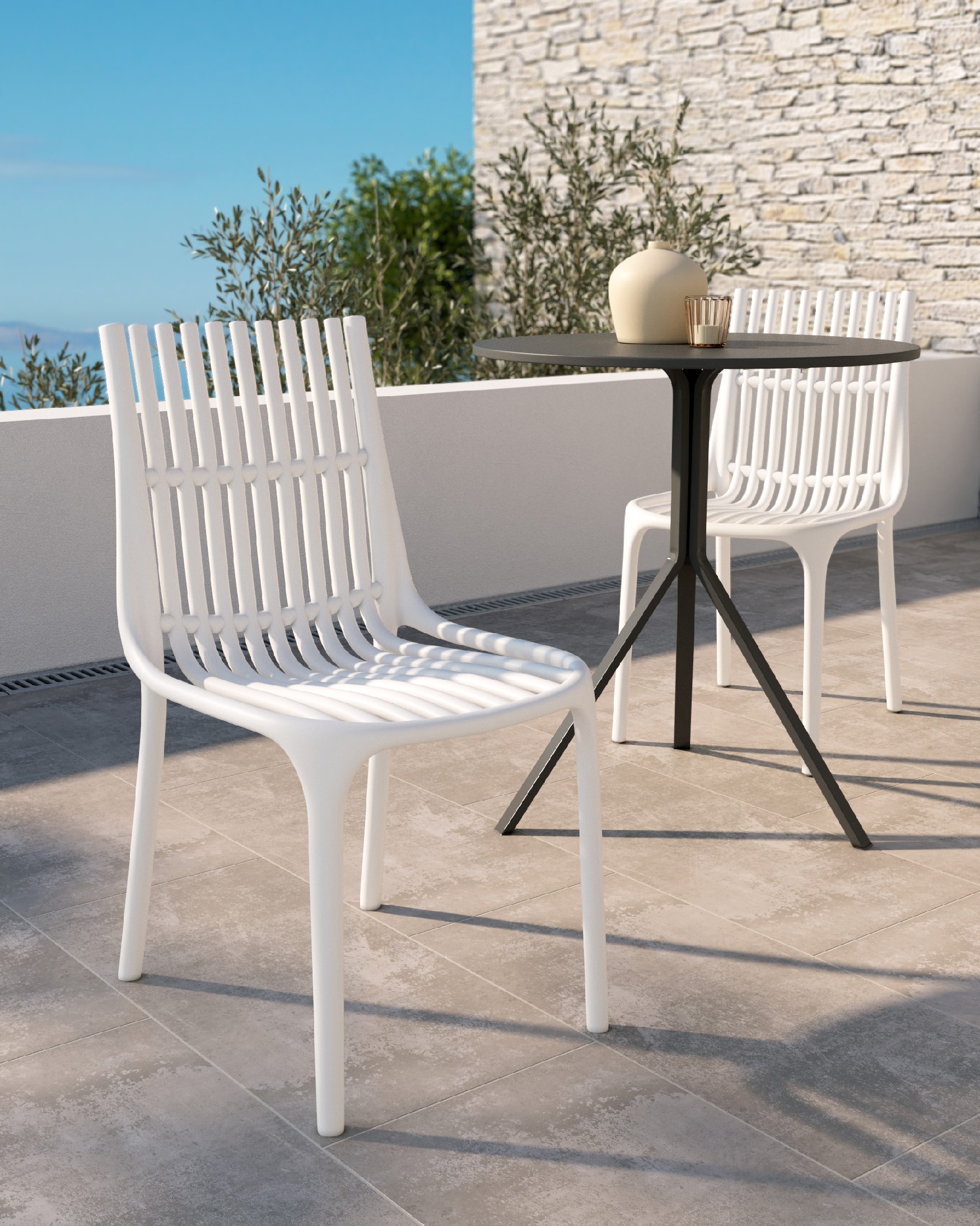 Milan chair in white polypropylene